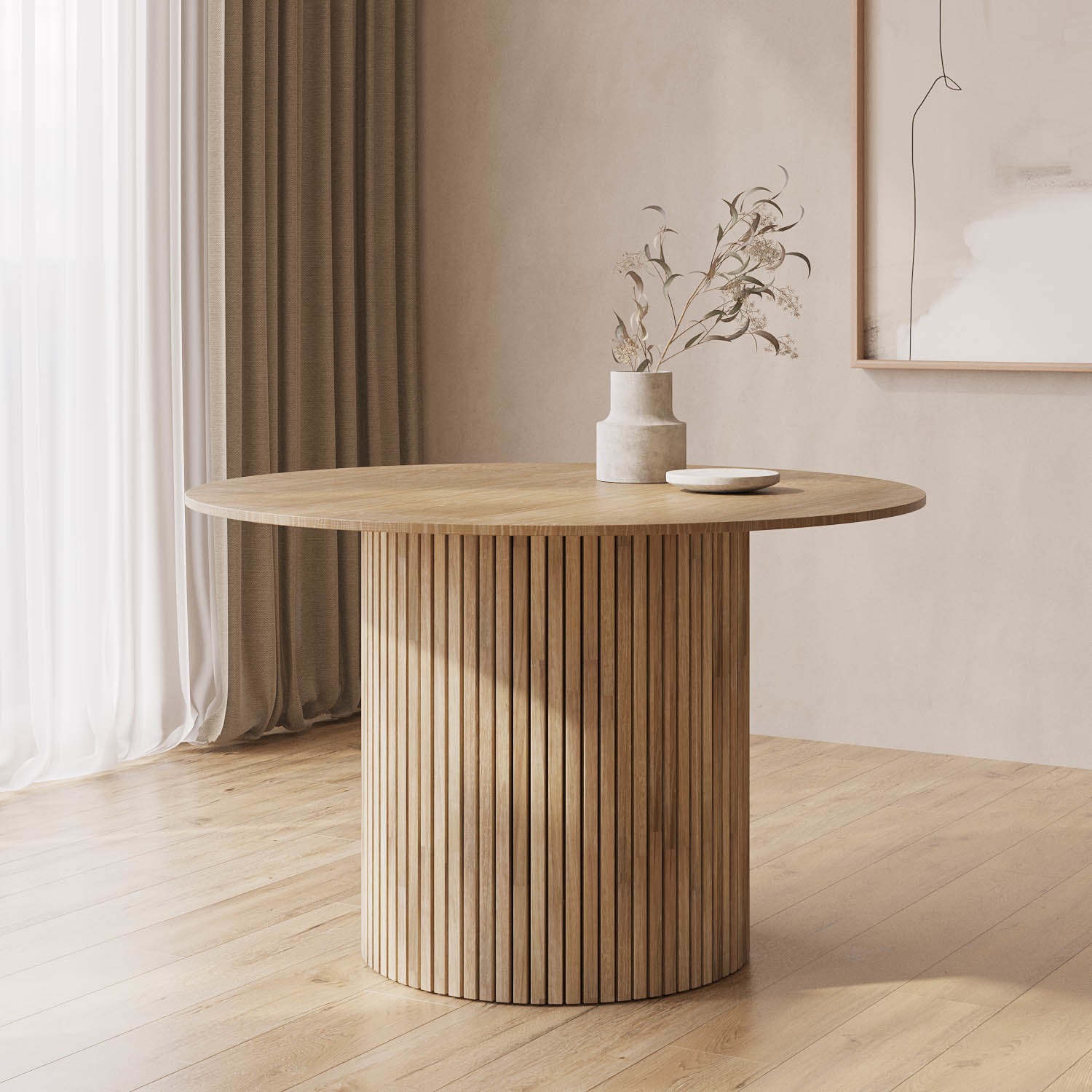 Round Light Oak Dining Table - Seats 4 - Jarel - BuyItDirect.ie