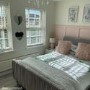Grey Velvet Mid Century King Size Bed Frame with Legs - Jasmine