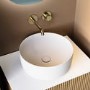 GRADE A1 - Matt White Round Stone Resin Deep Countertop Basin with Waste 400mm - Jasper
