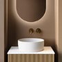 GRADE A1 - Matt White Round Stone Resin Deep Countertop Basin with Waste 400mm - Jasper