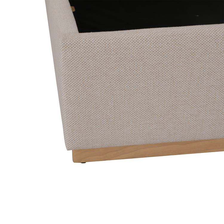 Cream Upholstered Double Ottoman Bed with Wide Headboard and Floating Bedside Tables - Jacques