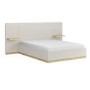 Cream Upholstered King Size Ottoman Bed with Wide Headboard and Floating Bedside Tables - Jacques