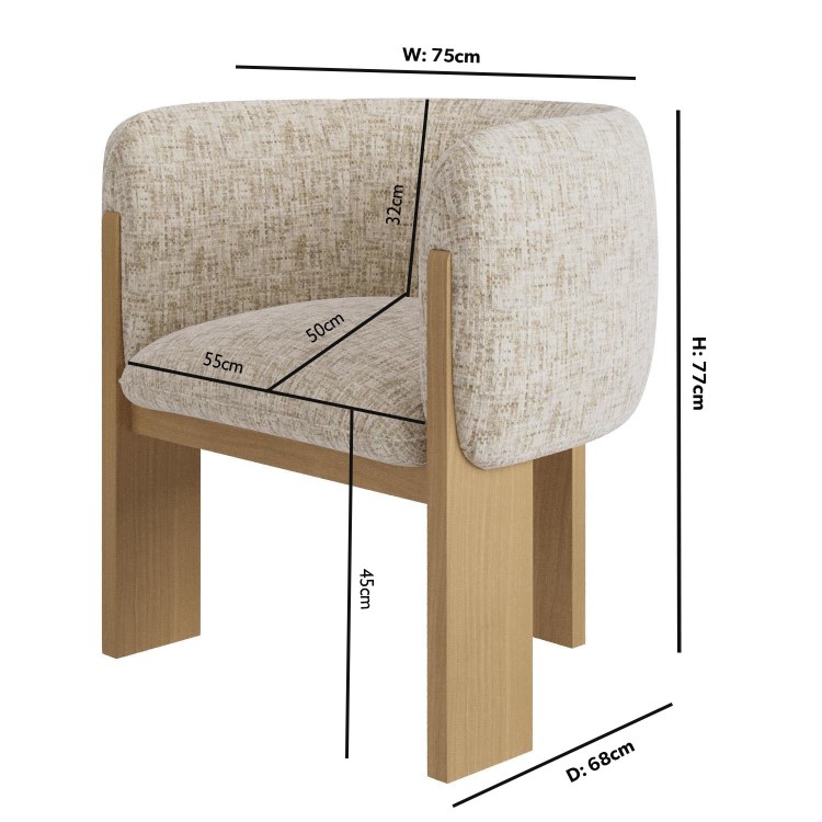 Beige Textured Fabric Curved Armchair - Jordyn