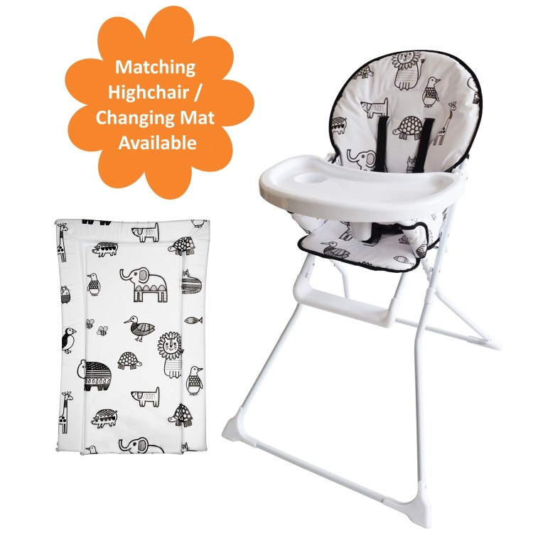 Baby High Chair with Animal Print Padded Seat by Jane Foster