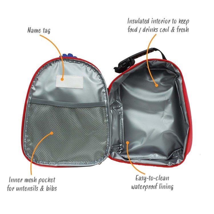 Kids Insulated Lunch Bag with Bottle Pocket and Name Tag by Jane Foster -Parrot