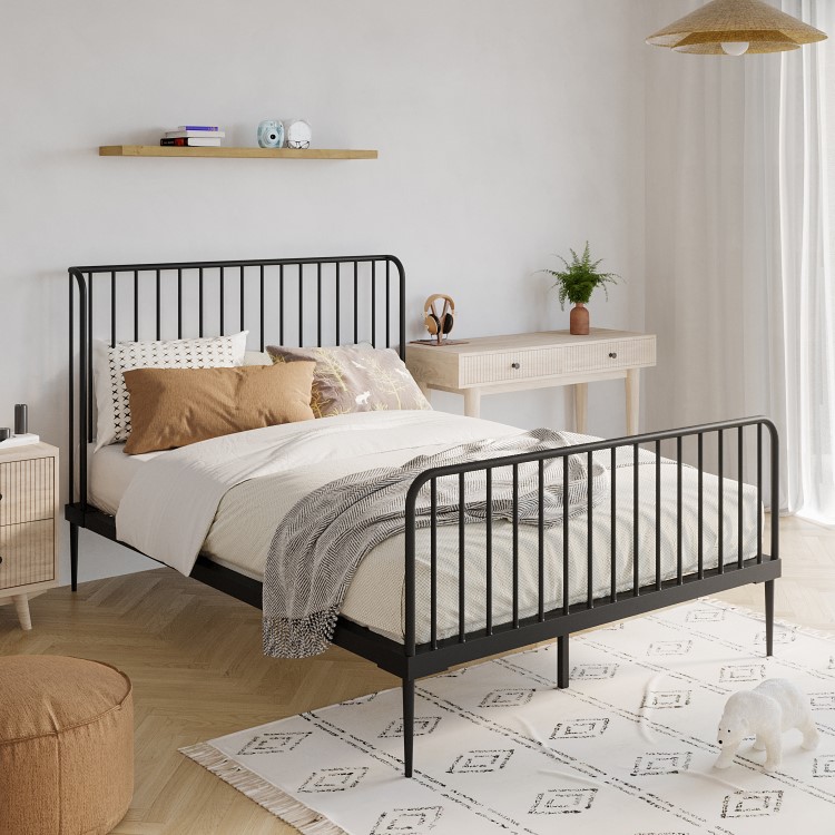 Black Metal Small Double Bed Frame - Jackson