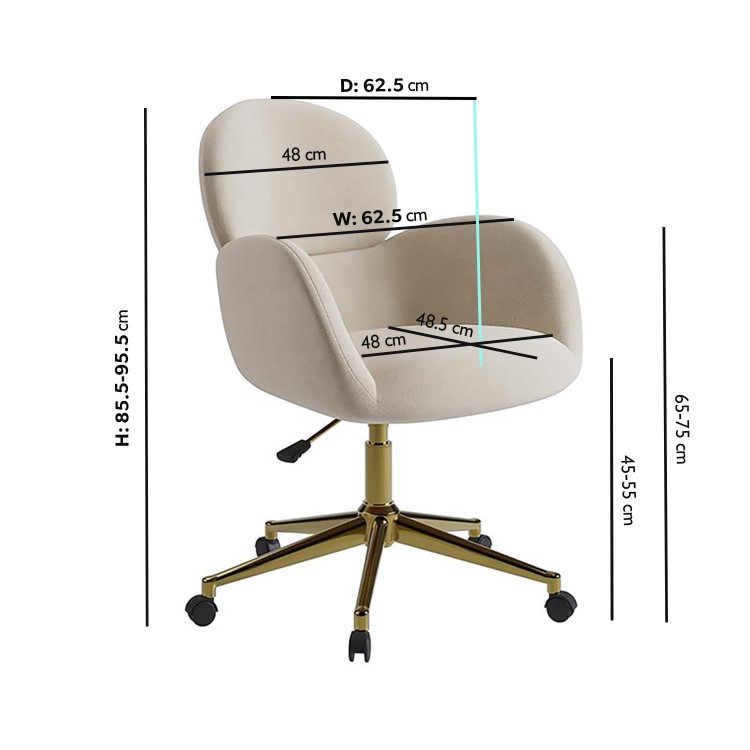 Beige Chenille Swivel Office Chair - Joelle