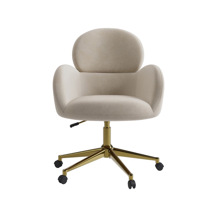 Beige Chenille Swivel Office Chair - Joelle