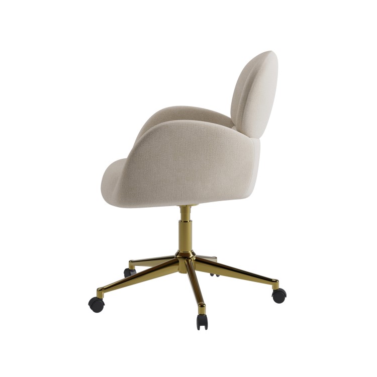 Beige Chenille Swivel Office Chair - Joelle