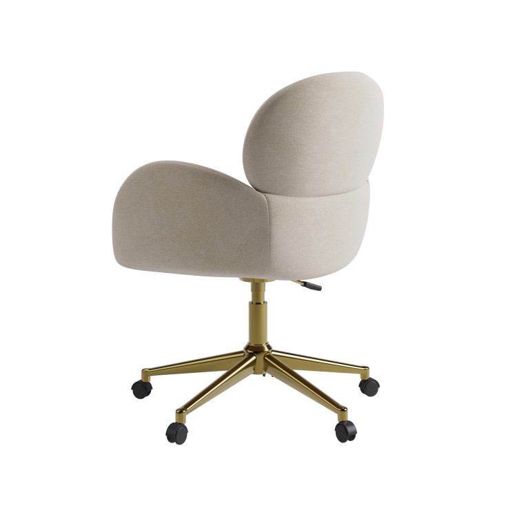 Beige Chenille Swivel Office Chair - Joelle
