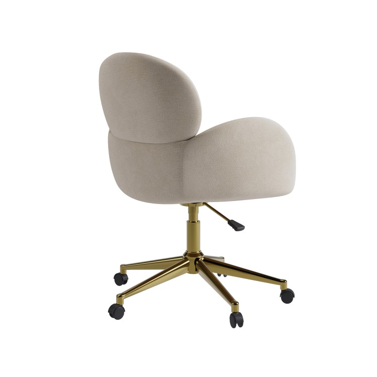 Beige Chenille Swivel Office Chair - Joelle