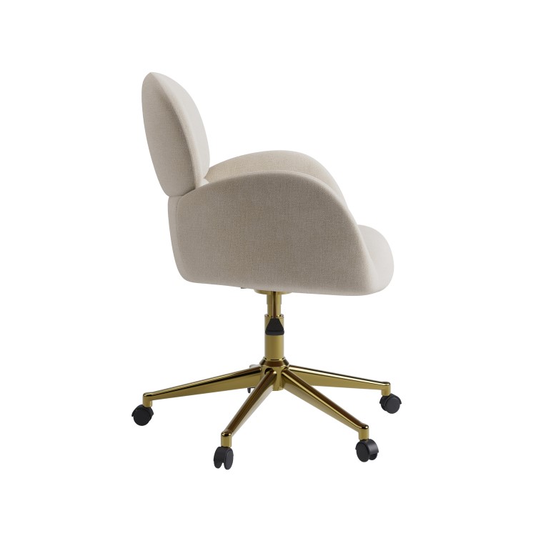 Beige Chenille Swivel Office Chair - Joelle