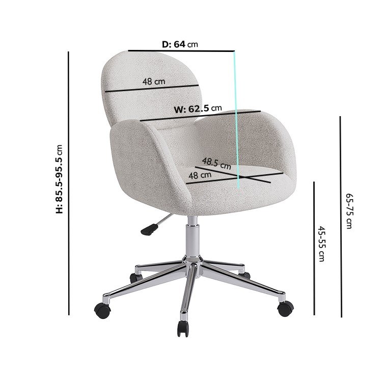 Beige Boucle Swivel Office Chair - Joelle