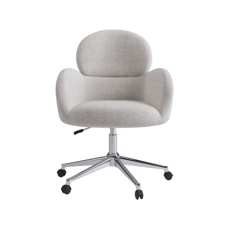Beige Boucle Swivel Office Chair - Joelle