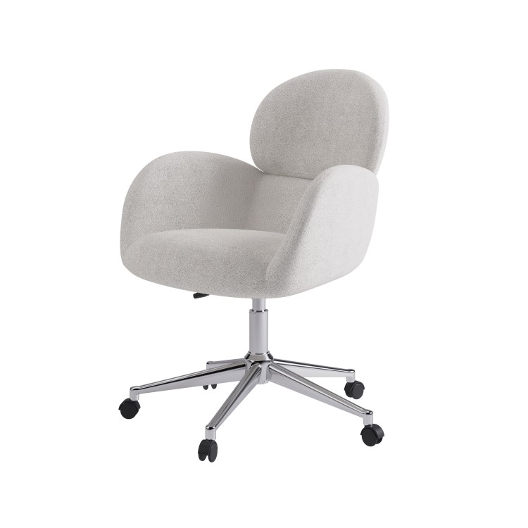 Beige Boucle Swivel Office Chair - Joelle