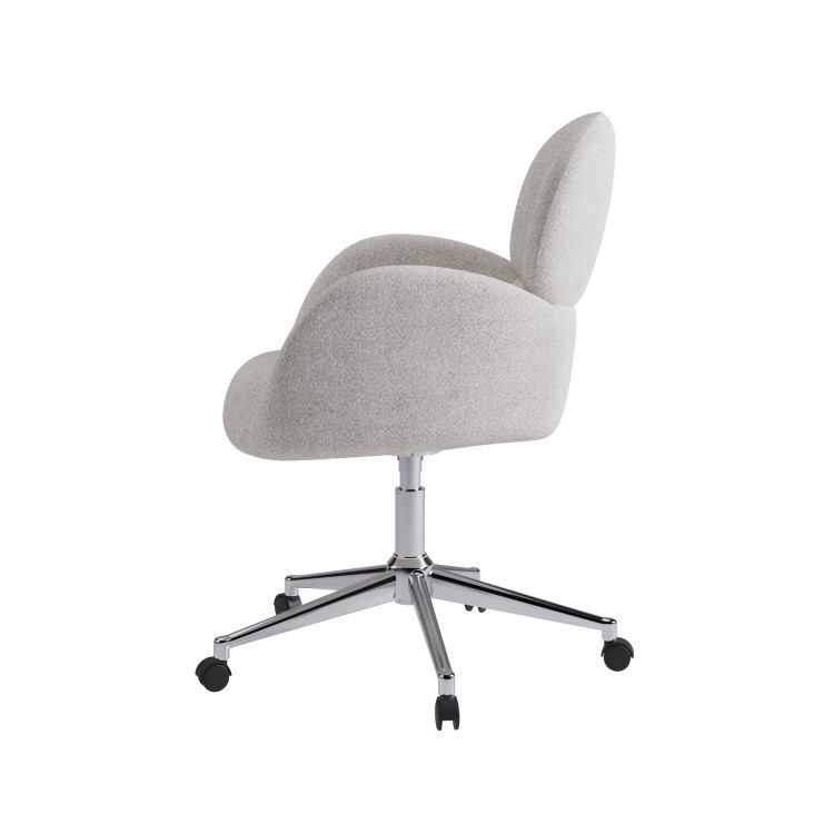 Beige Boucle Swivel Office Chair - Joelle