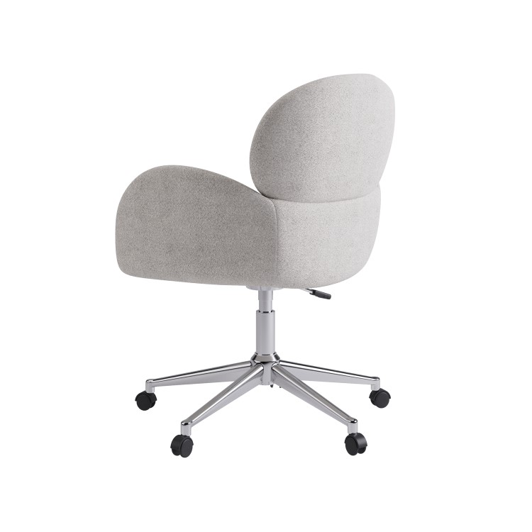 Beige Boucle Swivel Office Chair - Joelle