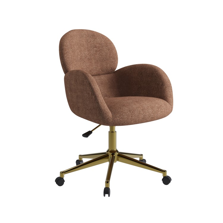 Brown Boucle Swivel Office Chair - Joelle