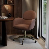Brown Boucle Swivel Office Chair - Joelle
