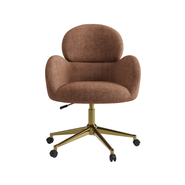 Brown Boucle Swivel Office Chair - Joelle