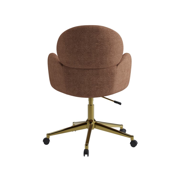 Brown Boucle Swivel Office Chair - Joelle