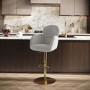 Beige Boucle Adjustable Swivel Bar Stool with Back - Joelle