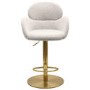 Beige Boucle Adjustable Swivel Bar Stool with Back - Joelle