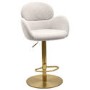 Beige Boucle Adjustable Swivel Bar Stool with Back - Joelle