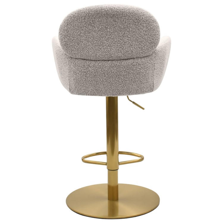 Beige Boucle Adjustable Swivel Bar Stool with Back - Joelle