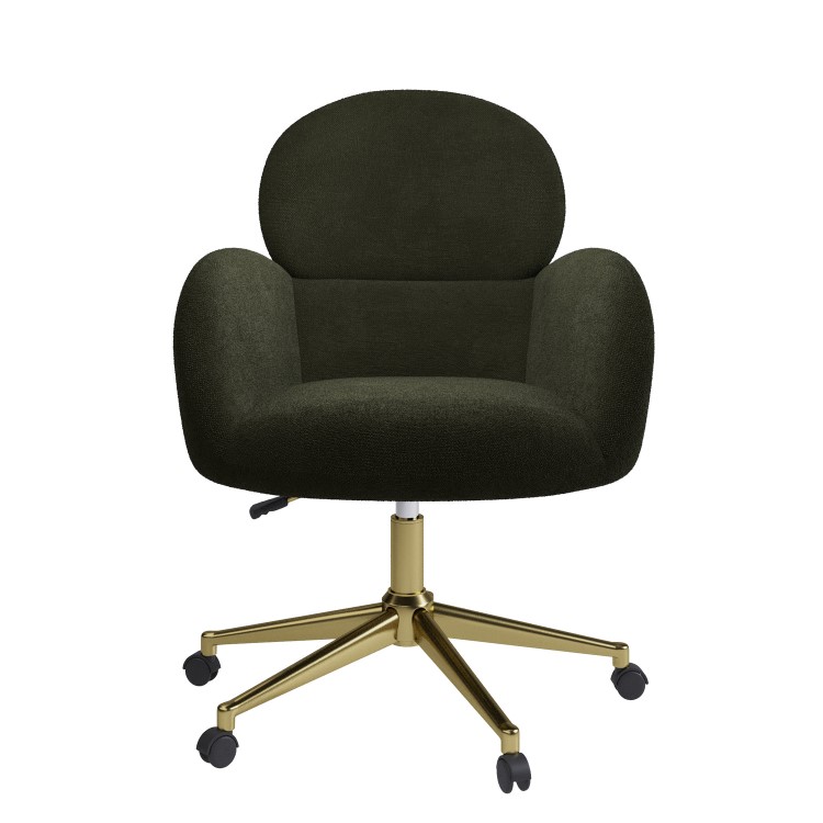Dark Green Baby Boucle Swivel Office Chair - Joelle 
