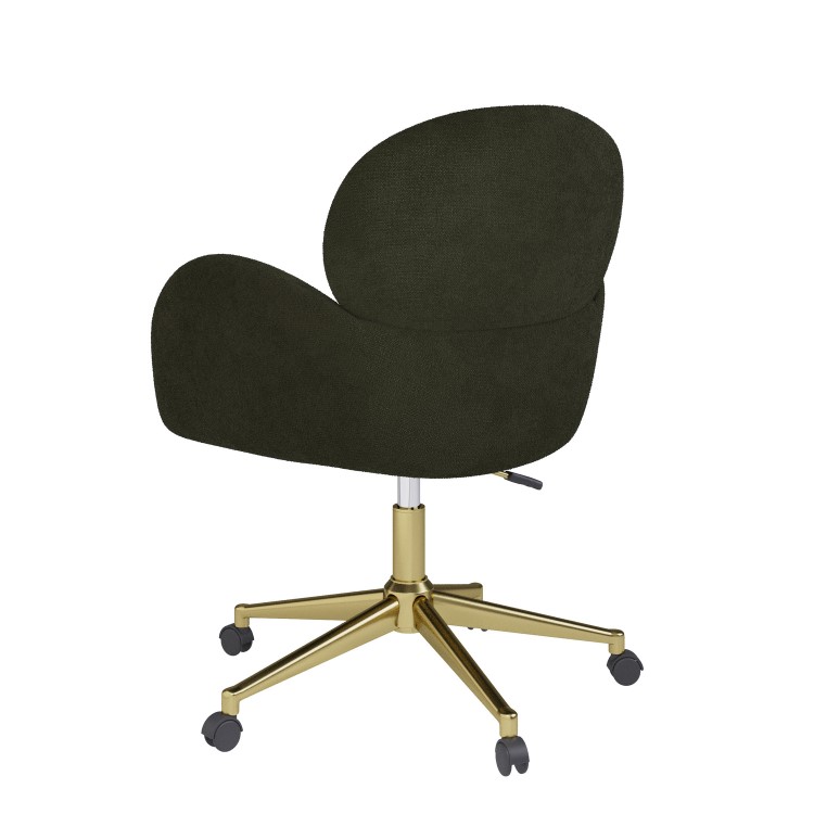 Dark Green Baby Boucle Swivel Office Chair - Joelle 