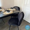 Set of 2 Black Velvet Dining Chairs with Black Legs - Jenna