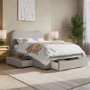Grey Upholstered Double Bed Frame with Storage – Joanie
