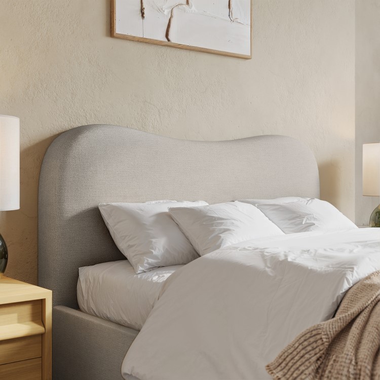 Grey Upholstered Double Bed Frame with Storage – Joanie