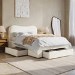 Cream Upholstered Double Bed Frame with Storage Drawers – Joanie