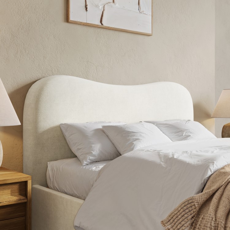 Cream Upholstered Double Bed Frame with Storage Drawers – Joanie