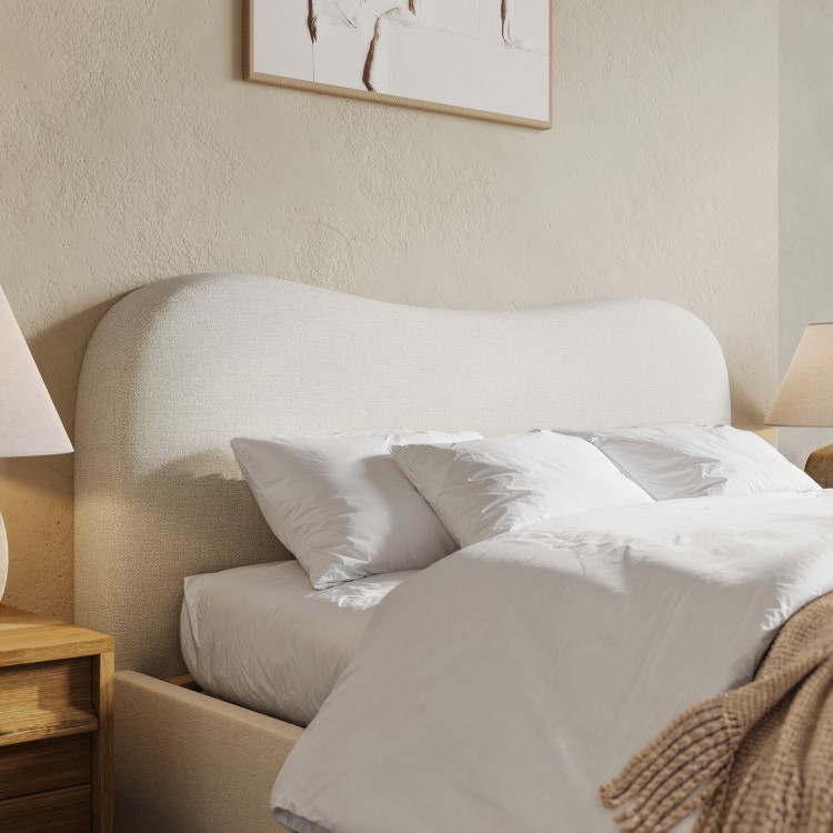 Cream Upholstered King Bed Frame with Storage – Joanie