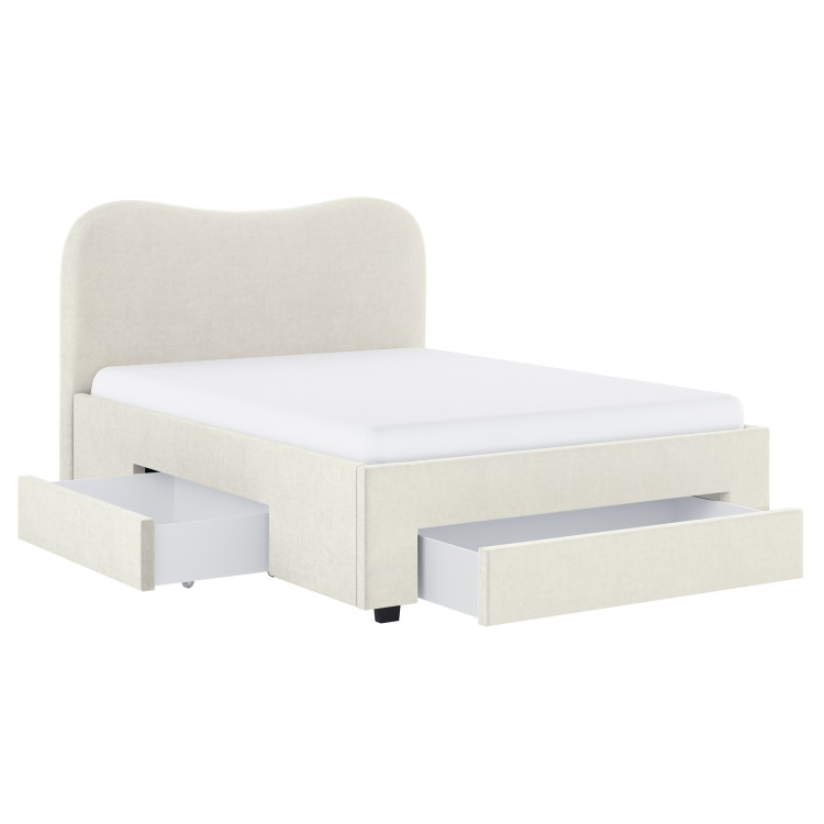 Cream Upholstered King Size Bed Frame with Storage Drawers – Joanie
