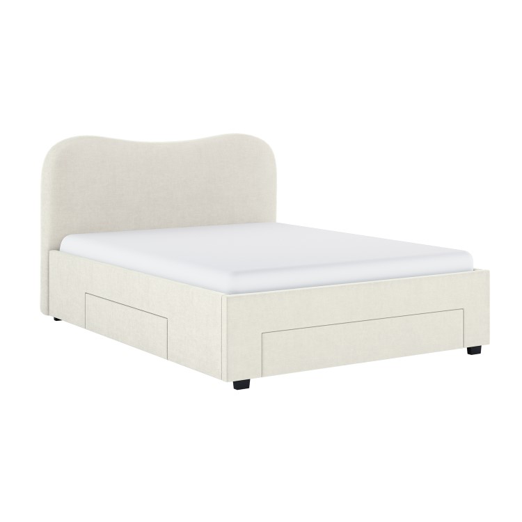 Cream Upholstered King Size Bed Frame with Storage Drawers – Joanie