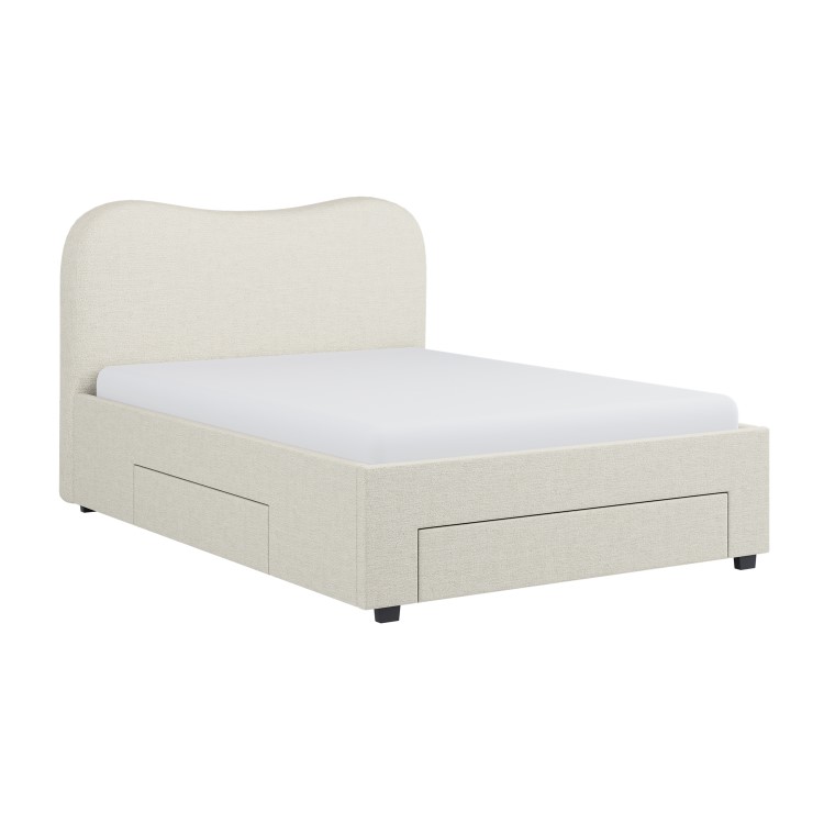 Cream Upholstered King Bed Frame with Storage – Joanie