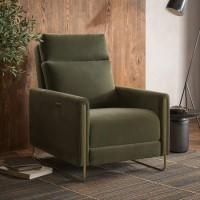Olive Green Velvet Electric Recliner Chair with USB - Joni