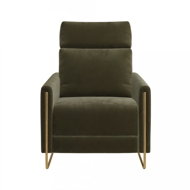 Olive Green Velvet Electric Recliner Chair with USB - Joni