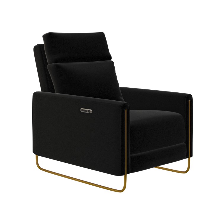 Black Velvet Electric Recliner Chair with USB - Joni