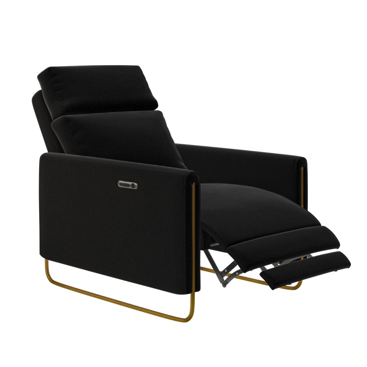 Black Velvet Electric Recliner Chair with USB - Joni