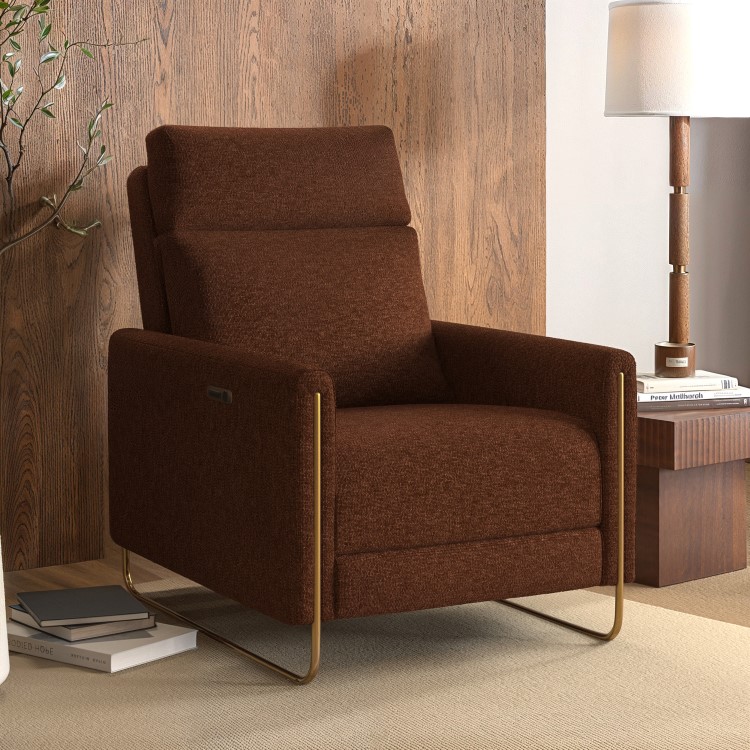 Brown Chenille Electric Recliner Chair with USB - Joni