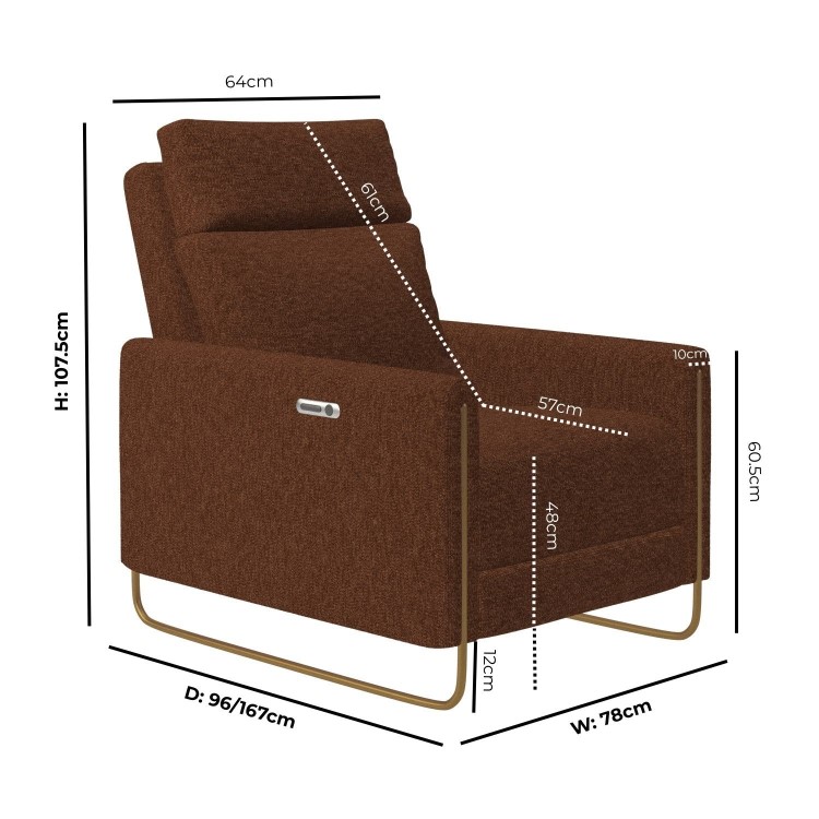 Brown Chenille Electric Recliner Chair with USB - Joni