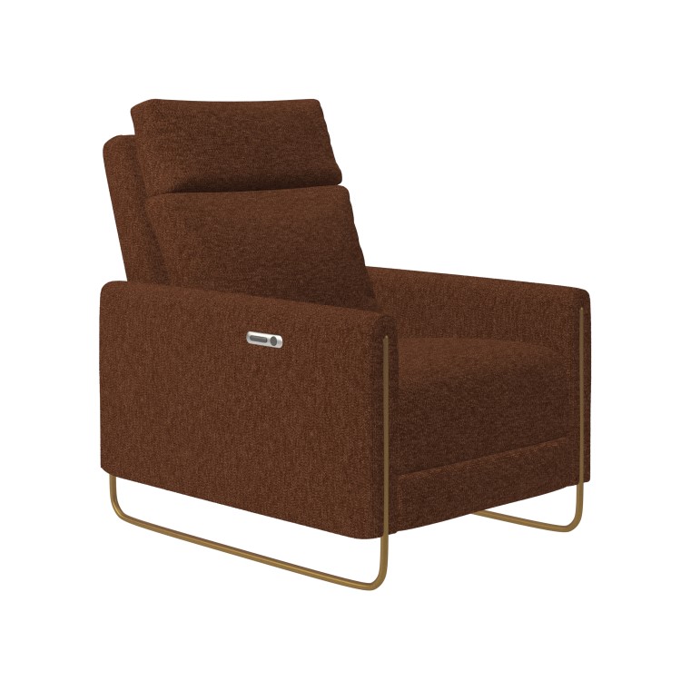 Brown Chenille Electric Recliner Chair with USB - Joni