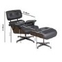 Black Real Leather and Walnut Lounge Chair with Ottoman - Joseph
