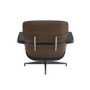 Black Real Leather and Walnut Lounge Chair with Ottoman - Joseph