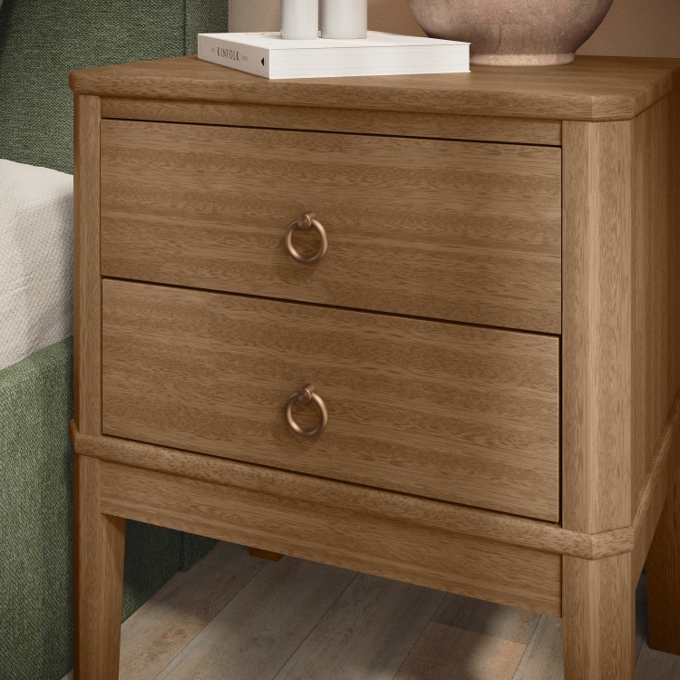 Solid Wood 2 Drawer Bedside Table - Josephine